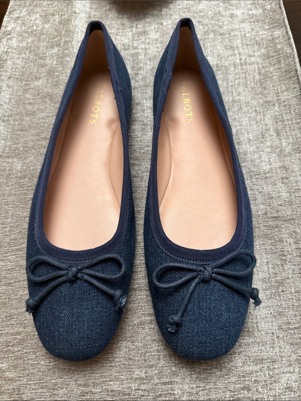 Brand New Talbots Navy  Denim Ballerina Flats Shoes Size 812 85